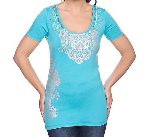 Shirt blau damen - t-shirt, 34